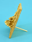 Traditional Devi Saraswati Design Brass Antique Gold Plated Idol - side view | Saloni Fashion Jewellery, Mumbai