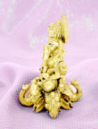 Traditional God Ganesha Sitting on Elephant Brass Gold Plated Idol - side view | Saloni Fashion Jewellery, Mumbai