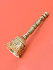 Traditional Flower Design Brass Antique Gold Plated Pooja Bell BELL14 - side view | Saloni Jewellery