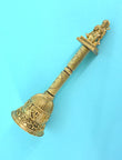 Traditional Jai Shree Ram and Hanuman JI Brass Antique Gold Plated Pooja Bell - side view | Saloni Jewellery