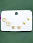 Butterfly Design Brass Gold Plated Set Of 3 Combo Stud Earring - side view | Saloni Fashion Jewellery, Mumbai
