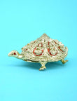 Traditional Tortoise and Laxmi JI Brass Antique Gold Plated Murti 15MU36 - side view | Saloni Jewellery
