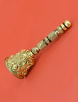 Traditional Kalash Design Brass Antique Gold Plated Pooja Bell - side view | Saloni Jewellery, Mumbai