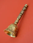 Traditional Jai Shree Shyam Brass Antique Gold Plated Pooja Bell - side view | Saloni Jewellery, Mumbai
