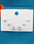 Carrot and Rabbit Shape CZ Brass Silver Plated Set Of 3 Combo Stud - side view | Saloni Fashion Jewellery, Mumbai