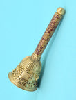 Traditional Mahakaal Brass Antique Gold Plated Pooja Bell BELL31 - side view | Saloni Jewellery