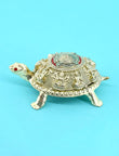 Traditional Tortoise and Laxmi JI Design Brass Antique Gold Plated Idol - side view | Saloni Jewellery