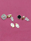 Square Shape Brass Gold Plated Set Of 3 Combo Stud Earring - back view | Saloni Fashion Jewellery, Mumbai