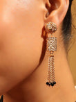 Traditional Temple Chain Lariat Black Bead Gold Plated Long Bead Chain - back view | Saloni Fashion Jewellery, Mumbai