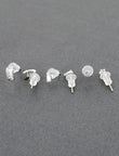 Curve Shape Brass Silver Plated Set Of 3 Combo Stud Earring - side view | Saloni Fashion Jewellery, Mumbai