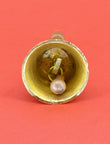 Traditional Flower Design Brass Antique Gold Plated Pooja Bell BELL14 - back view | Saloni Jewellery