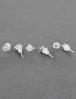 Star Design Brass Silver Plated Set Of 3 Combo Stud Earring - back view | Saloni Fashion Jewellery, Mumbai