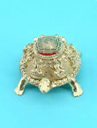 Traditional Tortoise and Laxmi JI Design Brass Antique Gold Plated Idol - styled view | Saloni Jewellery