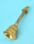 Traditional God Garuda and Mahakaal Brass Antique Gold Plated Pooja Bell - styled view | Saloni
