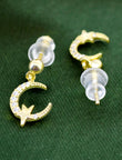 Star and Universal Design CZ Brass Gold Plated Set Of 3 Combo Stud - styled view | Saloni Fashion Jewellery, Mumbai