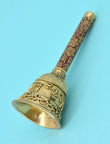 Traditional Mahakaal Brass Antique Gold Plated Pooja Bell BELL31 - styled view | Saloni Jewellery