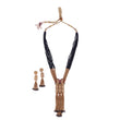 Traditional Temple Chain Lariat Black Bead Gold Plated Long Bead Chain - styled view | Saloni Fashion Jewellery, Mumbai