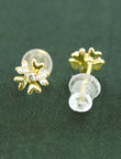 Flower Design CZ Brass Gold Plated Set Of 3 Combo Stud Earring - styled view | Saloni Fashion Jewellery, Mumbai
