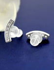 Smiling Face Shape CZ Brass Silver Plated Set Of 3 Combo Stud Earring - styled view | Saloni Fashion Jewellery, Mumbai