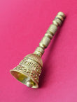 Traditional OM NAMAH SHIVAY Brass Antique Gold Plated Pooja Bell - styled view | Saloni Jewellery
