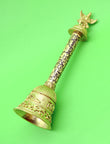 Traditional God Garuda and Shree Shyam Brass Antique Gold Plated Bell - styled view | Saloni Jewellery