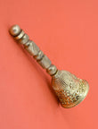 Traditional Flower Design Brass Antique Gold Plated Pooja Bell BELL14 - styled view | Saloni Jewellery