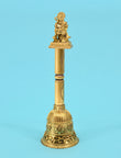 Traditional Hanuman JI Brass Antique Gold Plated Pooja Bell BELL12 - styled view | Saloni Jewellery