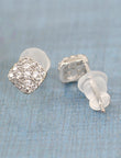 Round Shape CZ Brass Silver Plated Set Of 3 Combo Stud Earring - styled view | Saloni Fashion Jewellery, Mumbai