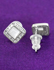 Square Shape Brass Silver Plated Set Of 3 Combo Stud Earring - styled view | Saloni Fashion Jewellery, Mumbai