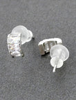 Curve Shape Brass Silver Plated Set Of 3 Combo Stud Earring - styled view | Saloni Fashion Jewellery, Mumbai