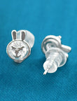 Carrot and Rabbit Shape CZ Brass Silver Plated Set Of 3 Combo Stud - styled view | Saloni Fashion Jewellery, Mumbai