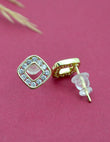 Square Shape Brass Gold Plated Set Of 3 Combo Stud Earring - styled view | Saloni Fashion Jewellery, Mumbai