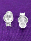 Square Shape Brass Silver Plated Set Of 3 Combo Stud Earring - worn view | Saloni Fashion Jewellery, Mumbai