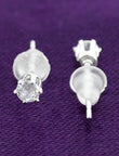 Bow Design CZ Brass Silver Plated Set Of 3 Combo Stud Earring - worn view | Saloni Fashion Jewellery, Mumbai