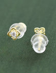 Flower Design CZ Brass Gold Plated Set Of 3 Combo Stud Earring - worn view | Saloni Fashion Jewellery, Mumbai