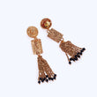 Traditional Temple Chain Lariat Black Bead Gold Plated Long Bead Chain - worn view | Saloni Fashion Jewellery, Mumbai