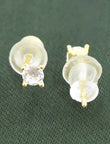 Heart and Bow Design CZ Brass Gold Plated Set Of 3 Combo Stud Earring - worn view | Saloni Fashion Jewellery, Mumbai