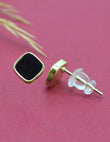 Square Shape Brass Gold Plated Set Of 3 Combo Stud Earring - worn view | Saloni Fashion Jewellery, Mumbai