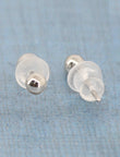 Round Shape CZ Brass Silver Plated Set Of 3 Combo Stud Earring - worn view | Saloni Fashion Jewellery, Mumbai