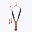 Traditional Temple Chain Lariat Black Bead Gold Plated Long Bead Chain - packaging view | Saloni Fashion Jewellery, Mumbai