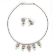 Saloni Fashion Jewellery Leaf and Oval Shape Crystal Gold Plated Matinee Necklace Set (Mala) For Women