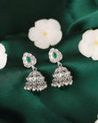 Saloni Fashion Jewellery Leaf and Pear Shape Silver Plated Green Kundan Stone Brass Jhumki Earring For Women and Girls - view 3