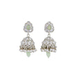 Saloni Fashion Jewellery Leaf and Pear Shape Silver Plated Light Green Kundan Stone Brass Jhumki Earring For Women and Girls - view 2