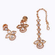 Saloni Fashion Jewellery Leaf Design Uncut Kundan Stone 18 KT Gold Plated Brass Choker Necklace Set with Maang Tikka For Women and Girls - view 4