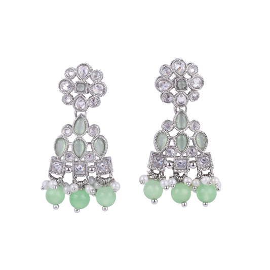 Saloni Fashion Jewellery Lovely Round and Leaf Shape Silver Plated Dangle Earring For Women and Girls
