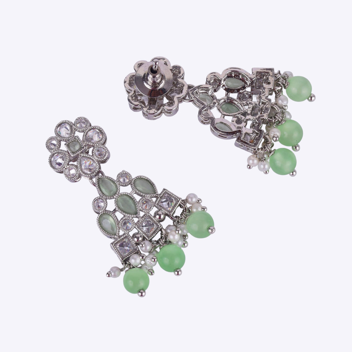 Saloni Fashion Jewellery Lovely Round and Leaf Shape Silver Plated Dangle Earring For Women and Girls - view 4