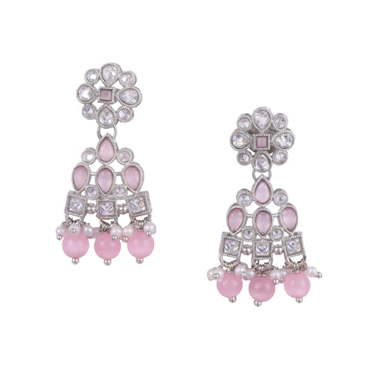 Saloni Fashion Jewellery Modern Round and Leaf Shape Silver Plated Dangle Earring For Women and Girls