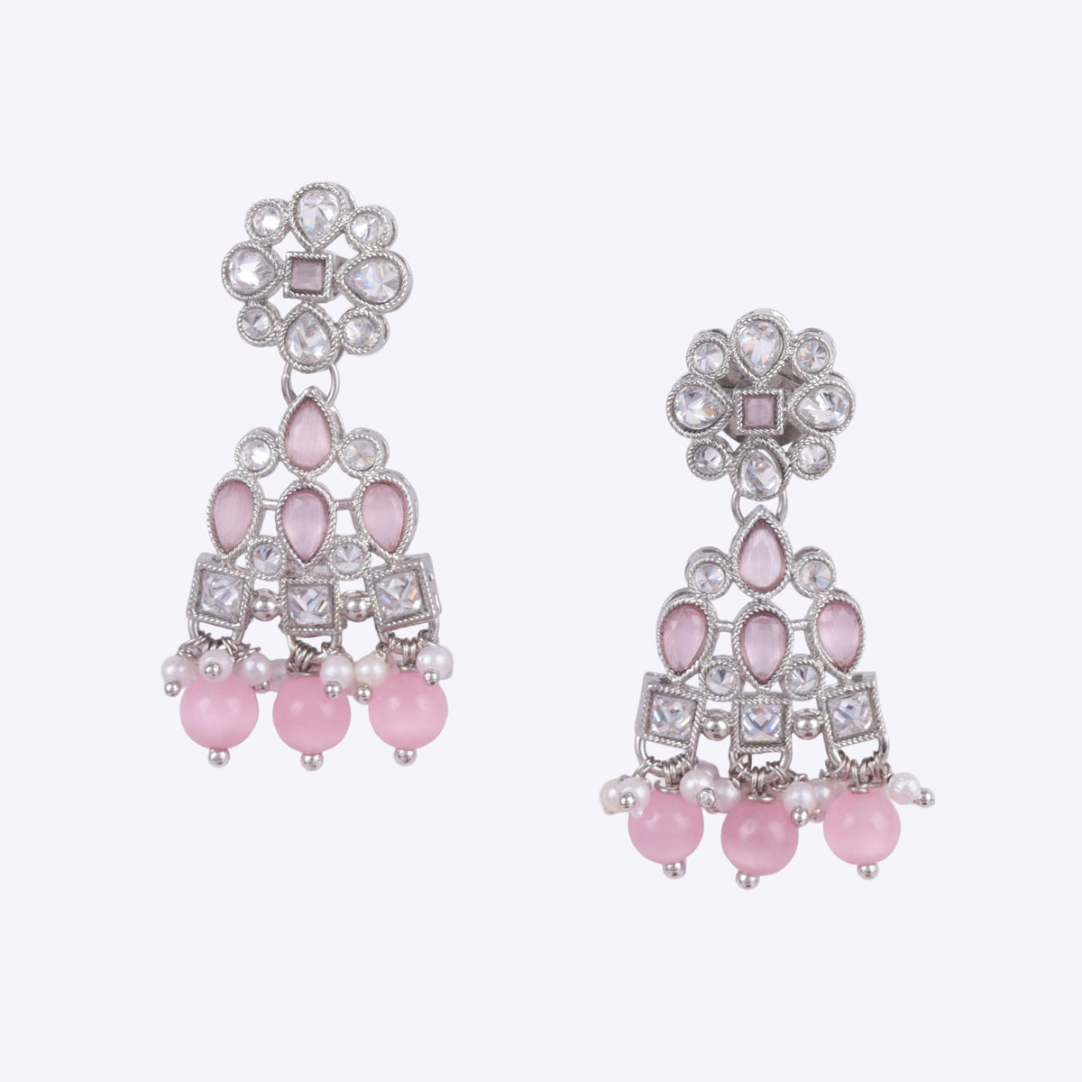 Saloni Fashion Jewellery Modern Round and Leaf Shape Silver Plated Dangle Earring For Women and Girls - view 3
