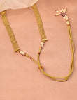 Oval and 3 String Small Golden Balls Brass Gold Plated Long Haram - back view | Saloni