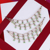 Oval and Circle Shape 3 String Light Green Kundan Stone Pearl Antique Gold Plated Set Of 2 Ear-Chain (Kaanchain)
